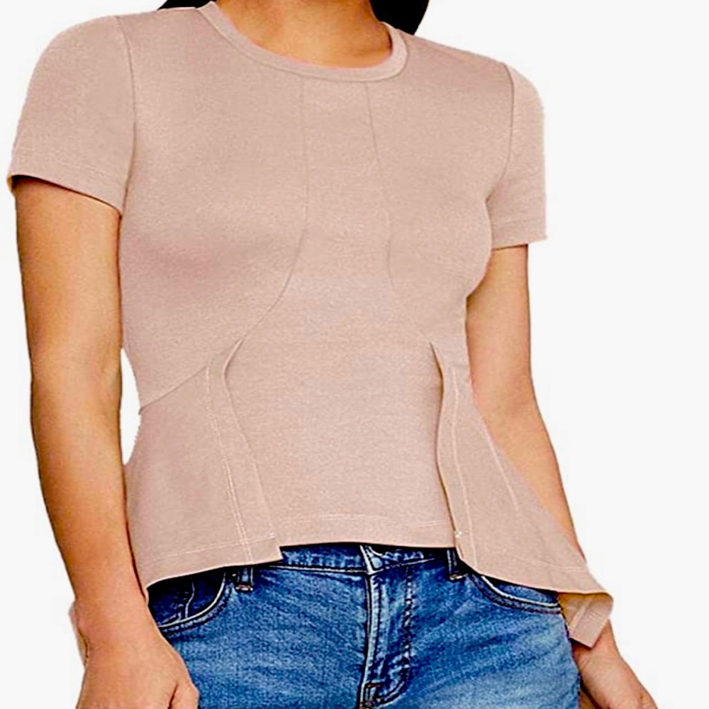 BCBGMAXAZRIA Women’s Bare Pink Peplum Top